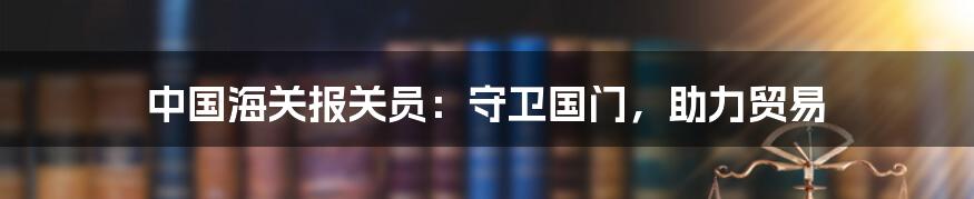 中国海关报关员:守卫国门,助力贸易