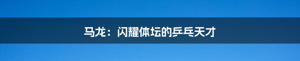 马龙:闪耀体坛的乒乓天才