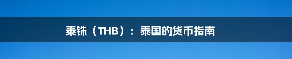 泰铢(THB):泰国的货币指南