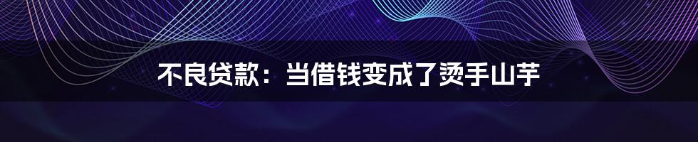 不良贷款：当借钱变成了烫手山芋