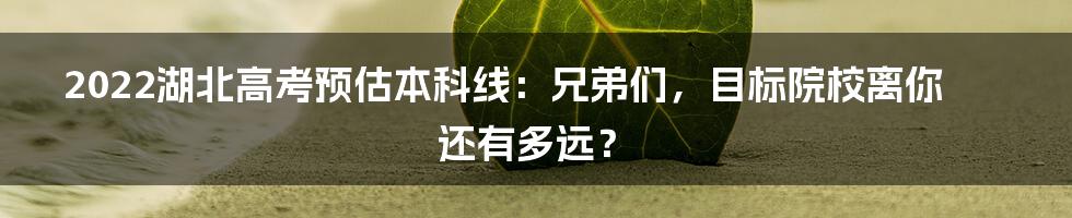 2022湖北高考预估本科线:兄弟们,目标院校离你还有多远?