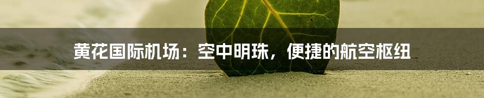 黄花国际机场:空中明珠,便捷的航空枢纽