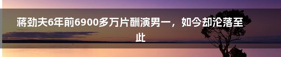 蒋劲夫6年前6900多万片酬演男一,如今却沦落至此
