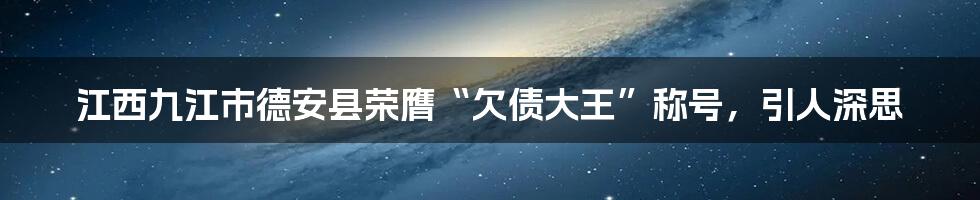 江西九江市德安县荣膺“欠债大王”称号,引人深思
