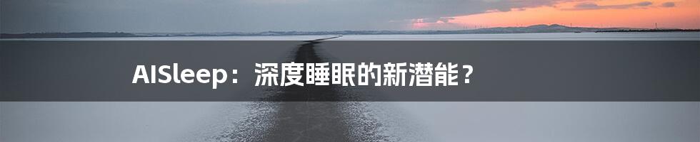 AISleep：深度睡眠的新潜能？