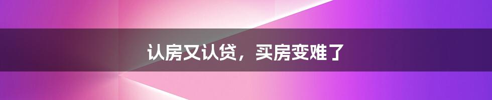 认房又认贷,买房变难了