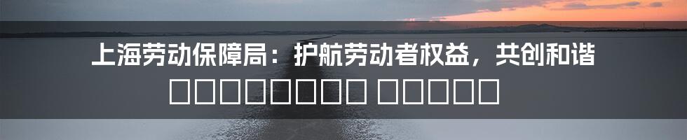上海劳动保障局:护航劳动者权益,共创和谐 трудовая жизнь