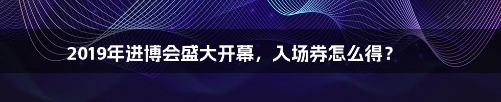 2019年进博会盛大开幕，入场券怎么得？