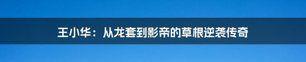 王小华:从龙套到影帝的草根逆袭传奇