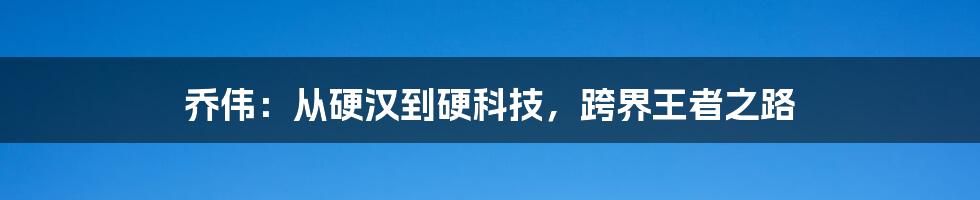 乔伟:从硬汉到硬科技,跨界王者之路