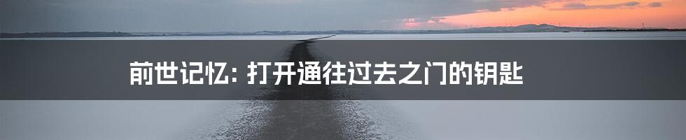 前世记忆: 打开通往过去之门的钥匙