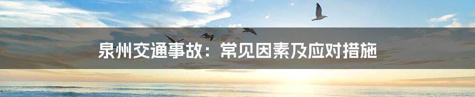 泉州交通事故:常见因素及应对措施