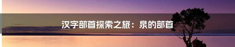 汉字部首探索之旅:泉的部首