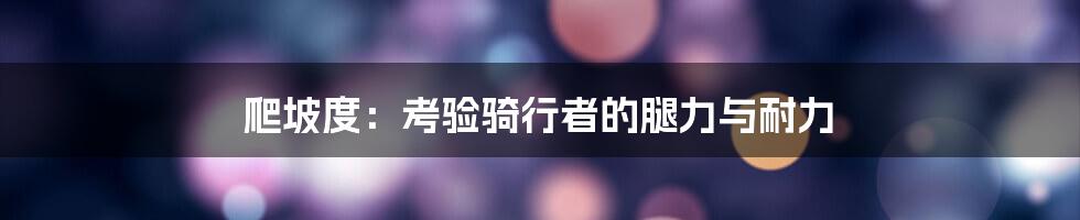 爬坡度:考验骑行者的腿力与耐力