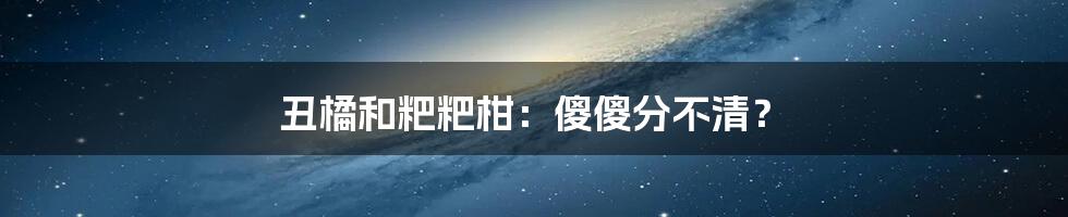 丑橘和粑粑柑:傻傻分不清?