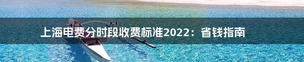上海电费分时段收费标准2022:省钱指南