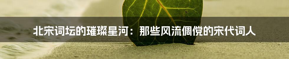 北宋词坛的璀璨星河：那些风流倜傥的宋代词人