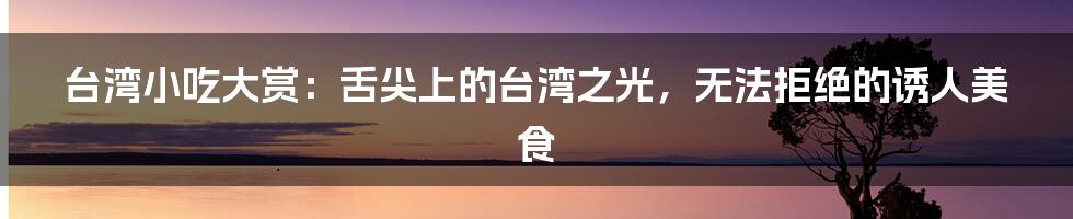 台湾小吃大赏:舌尖上的台湾之光,无法拒绝的诱人美食