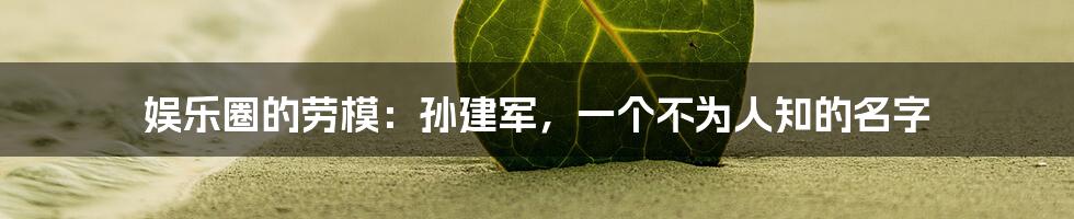 娱乐圈的劳模：孙建军，一个不为人知的名字