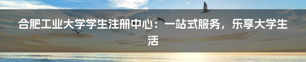 合肥工业大学学生注册中心：一站式服务，乐享大学生活