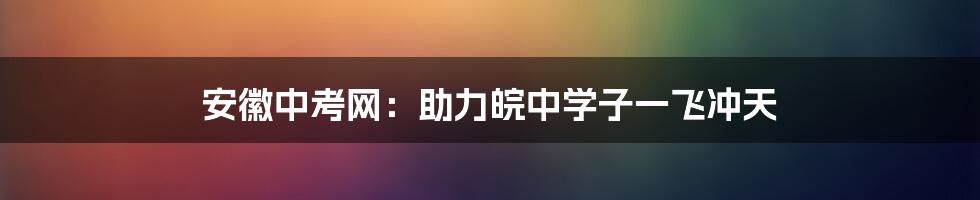 安徽中考网：助力皖中学子一飞冲天