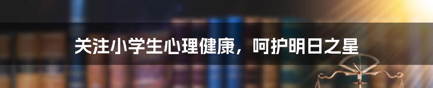 关注小学生心理健康，呵护明日之星