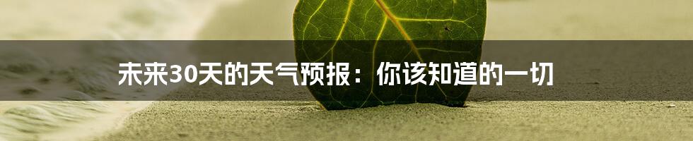 未来30天的天气预报:你该知道的一切