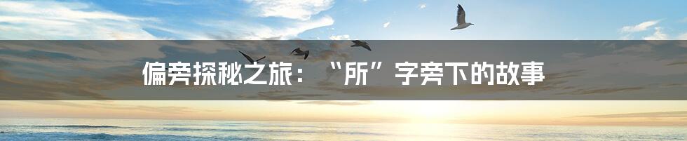 偏旁探秘之旅:“所”字旁下的故事