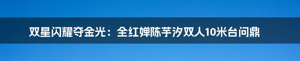 双星闪耀夺金光:全红婵陈芋汐双人10米台问鼎