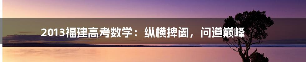 2013福建高考数学：纵横捭阖，问道巅峰