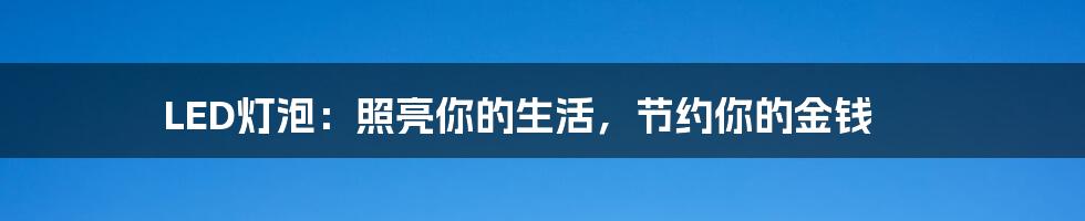 LED灯泡:照亮你的生活,节约你的金钱