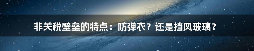 非关税壁垒的特点：防弹衣？还是挡风玻璃？