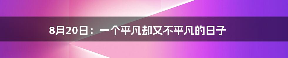 8月20日:一个平凡却又不平凡的日子