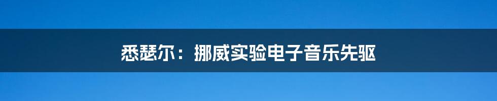 悉瑟尔:挪威实验电子音乐先驱