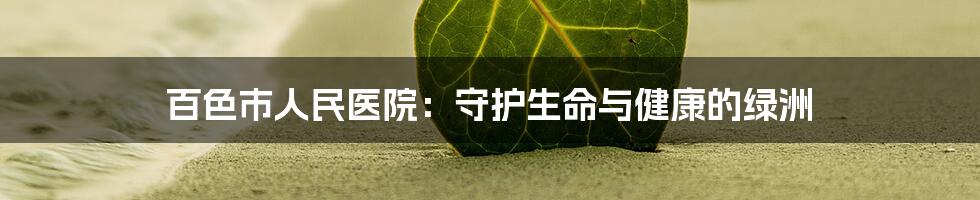 百色市人民医院：守护生命与健康的绿洲