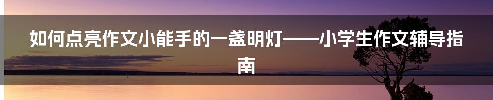 如何点亮作文小能手的一盏明灯——小学生作文辅导指南