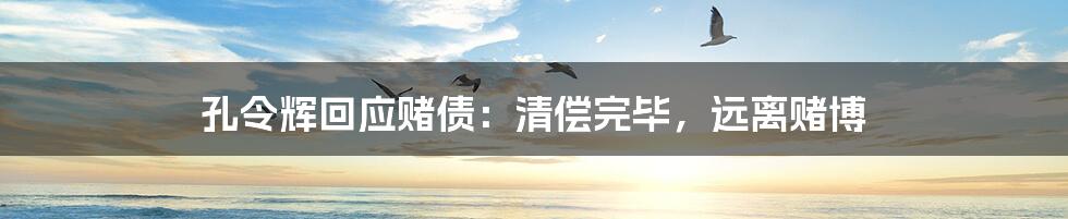 孔令辉回应赌债:清偿完毕,远离赌博