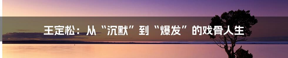 王定松:从“沉默”到“爆发”的戏骨人生