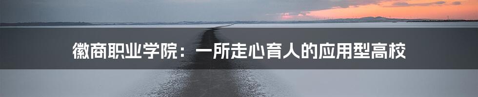 徽商职业学院:一所走心育人的应用型高校