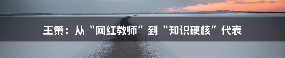 王策:从“网红教师”到“知识硬核”代表