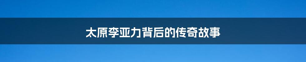 太原李亚力背后的传奇故事