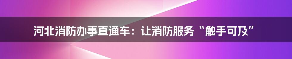 河北消防办事直通车:让消防服务“触手可及”