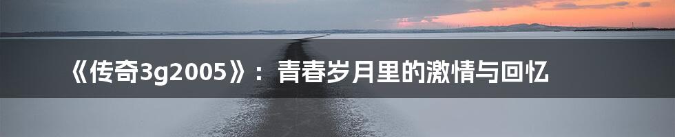 《传奇3g2005》:青春岁月里的激情与回忆