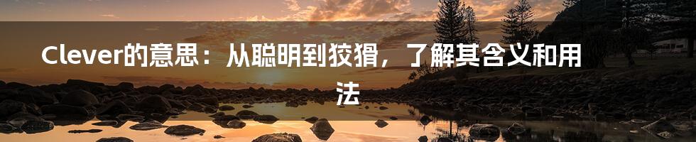 Clever的意思：从聪明到狡猾，了解其含义和用法