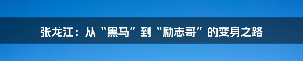 张龙江：从“黑马”到“励志哥”的变身之路