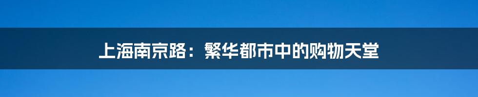 上海南京路：繁华都市中的购物天堂
