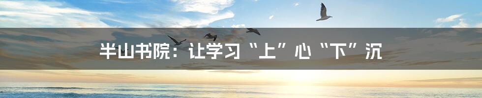 半山书院：让学习“上”心“下”沉