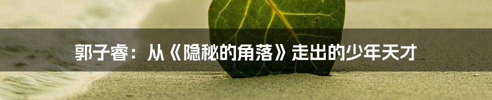 郭子睿：从《隐秘的角落》走出的少年天才