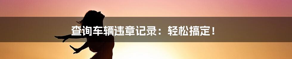 查询车辆违章记录：轻松搞定！