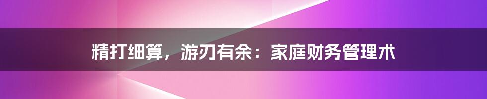 精打细算,游刃有余:家庭财务管理术
